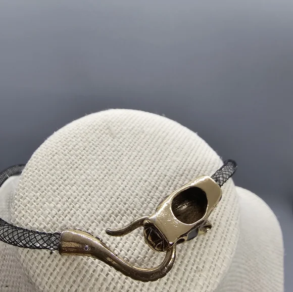 BETSEY JOHNSON SILVER CRYSTALS FILLED MESH TEAL PANTHER HEAD CHOKER NECKLACE - Picture 7 of 13